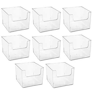 mDesign Plastic Bathroom Storage Organizer Bin with Open Front - 8 Pack - Clear. View a larger version of this product image.
