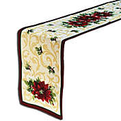 Homvare Christmas Table Runner for Holiday Dinner Parties   Woven Tapestry   13"x72"   Poinsettia