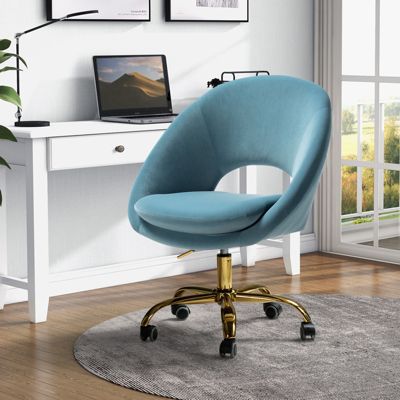 Karat Home Alessandro Velvet Task Chair Home Office Desk Chair Swivel Adjustable in BLUE