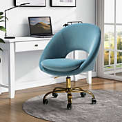 Karat Home Alessandro Velvet Task Swivel Chair Home Adjustable Chair Office Desk Chair in BLUE