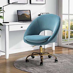 Karat Home Alessandro Velvet Task Chair-BLUE
