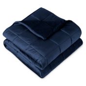 Bare Home Weighted Blanket for Adults and Kids - Premium Heavy Blanket - Nontoxic Glass Beads (Minky Fleece  Dark Blue, 80 in x 87 in - 25 lb)