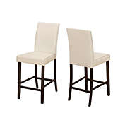 Contemporary Home Living Set of 2 Ivory and Brown Leather Look Contemporary Dining Armchairs 40"