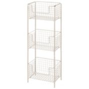 mDesign Vertical Standing Kitchen Pantry Food Shelving with 3 Baskets