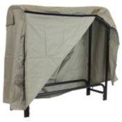 4ft Steel Firewood Rack Log Holder with Khaki Waterproof Weather-Resistant PVC