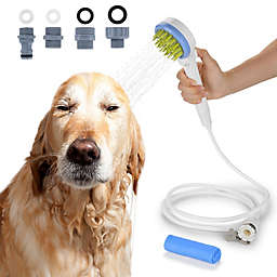 Ownpets Pet Massage Shower Sprayer with Towel, Dog Combing Water Sprinkler Brush