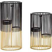 Juvale Metal Candle Holder Set, Gold and Black Modern Table Decor (2 Sizes, 2 Pieces)