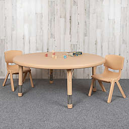 Flash Furniture 45" Round Natural Plastic Height Adjustable Activity Table Set with 2 Chairs