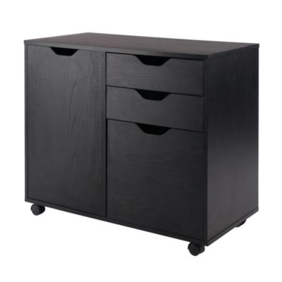 Winsome Wood Home Office Halifax 2 Section Mobile Filing Cabinet, Black