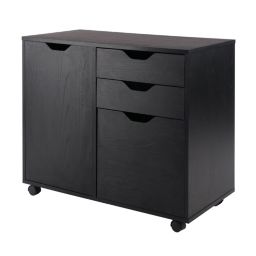 Winsome Wood Home Office Halifax 2 Section Mobile Filing Cabinet, Black
