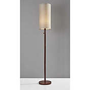 HomeRoots Lighting Walnut Wood Finish Floor Lamp with Slim Cylindrical Shade