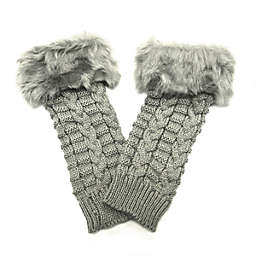 Wrapables Fingerless Gloves with Faux Fur Trim / Gray