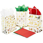 Sparkle and Bash 15 Christmas Party Gift Bags, 24 Sheets of Tissue Paper (8 x 10 x 4.7 in, 39 Pieces)