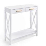 Prosumer's Choice White 2-Tier Compact Sofa And Console Table, Elegant Entryway Or Hallway