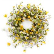 Melrose Yellow and White Spring Daisy Wreath, 24-Inch, Unlit