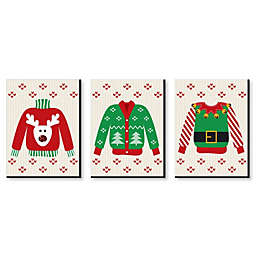 Big Dot of Happiness Ugly Sweater - Christmas Wall Art and Holiday Decorations - 7.5 x 10 inches - Set of 3 Prints