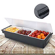 Stock Preferred 3-Compartments Condiment Organizer Food Caddie Tray in Black & White