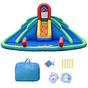 Gymax Inflatable Bounce House Water Park w/ Splash Pool Dual Slides Climbing Wall