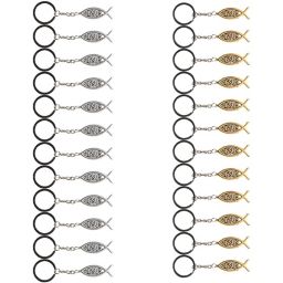Juvale Jesus Fish Keychains - 24-Pack Metal Jesus Fish Key Chains, Jesus Key Rings, Religious Door Car Key Holders, Religious Favors for Christians, Silver and Gold
