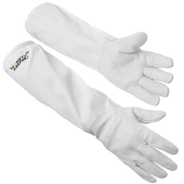 Honey Keeper Beekeeping Gloves - Goatskin Leather with Canvas Sleeve and Elastic Cuff. View a larger version of this product image.
