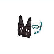 Pool Central 9.5&quot; Black and Teal Blue Aqua Reef Diver Teen/Young Adult Pro Scuba Extra Small Snorkeling