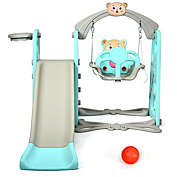 Costway 3-in-1 Toddler Climber and Swing Set Slide Playset w/ Hoop Ball