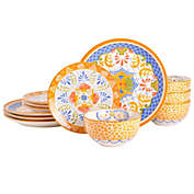 Laurie Gates Tierra Mosaic 12 Piece Round Stoneware Dinnerware Set in Assorted Designs