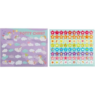 Blue Panda Potty Training Reward Chart - Pack of 50 Sheets and 800 Stickers, Cute Colorful Unicorn Themed Toilet Training Kit for Girls, Motivational and Positive Reinforcement, 10.3 x 8.3 Inches