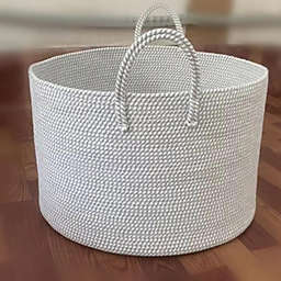 Auswella White and Grey Rope Storage Basket