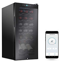 Wine Cooler Refrigerator with Wi-Fi Smart App Control Cooling System   Large Freestanding Wine Cellar Fridge For Red White Champagne or Sparkling, Black Glass Door & Lock