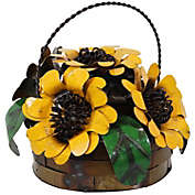 Sunnydaze Indoor/Outdoor Metal Yellow Sunflower Basket for Living Room, Porch, Patio, Garden, or Yard - 11.5"