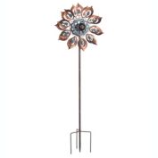 Plow & Hearth Antique Blue and Copper Lily Flower Solar Wind Spinner