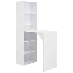 vidaXL Bar Table with Cabinet White 45.28