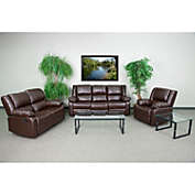 Flash Furniture Harmony Series Brown LeatherSoft Reclining Sofa Set