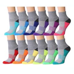 Tipi Toe Women's 12-Pairs Running & Athletic Sports Performance Ankle/Quarter Socks