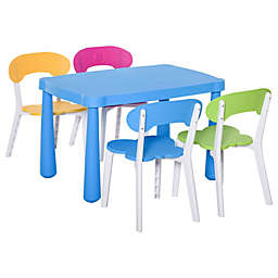 Halifax North America Kids Plastic Table and Chair Set Children's Activity Desk for Art Dining Study Toddler Furniture Cartoon Pattern, Multicolor