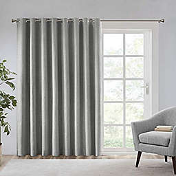 JLA Home SUNSMART Maya Blackout Curtain Patio Single Window, Textured Heatherd Print, Grommet Top Living Room D?cor, Thermal Insulated Light Blocking Drape for Bedroom and Apartments, 100x84, Grey