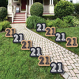 Big Dot of Happiness Finally 21 - Lawn Decorations - Outdoor 21st Birthday Party Yard Decorations - 10 Piece