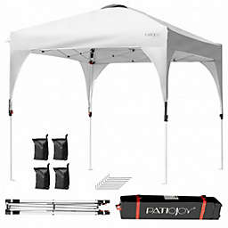 Costway 8 Feet x 8 Feet Outdoor Pop Up Tent Canopy Camping Sun Shelter with Roller Bag-White