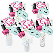 Big Dot of Happiness Spa Day - Girls Makeup Party Centerpiece Sticks - Table Toppers - Set of 15