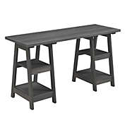 Convenience Concepts Designs2Go Double Trestle Desk, Charcoal Gray