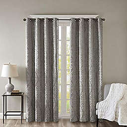 JLA Home SunSmart Mirage 100% Total Blackout Single Window Curtain, Knitted Jacquard Damask Room Darkening Curtain Panel with Grommet Top, 50x108