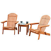 Costway-CA 3 Pieces Adirondack Chair Set with Widened Armrest