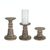 Melrose Home Decorative Candle Holder (Set of 3) 5"H, 7"H, 9.25"H Stone Powder/Resin
