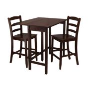 Winsome Lynnwood 3-Piece Drop Leaf High Table With 2 Counter Ladder Back Stool/Chair