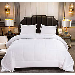 Jalcer White Down Alternative Quilted Comforter All-Season 1800 Thread Count 4 Corner Duvet Tabs or Stand-Alone Comforter Queen - White