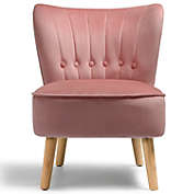 Slickblue Armless Accent Chair Tufted Velvet Leisure Chair-Pink
