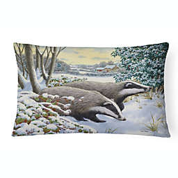 Caroline's Treasures Winter Badgers Canvas Fabric Decorative Pillow 12 x 16