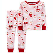 Carter&#39;s Baby Girl&#39;s 2 Pc Cotton Santa Pajamas Set Pink Size 18MOS