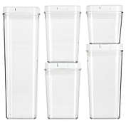 mDesign Airtight Food Storage Container with Lid for Kitchen, Set of 5 - Clear